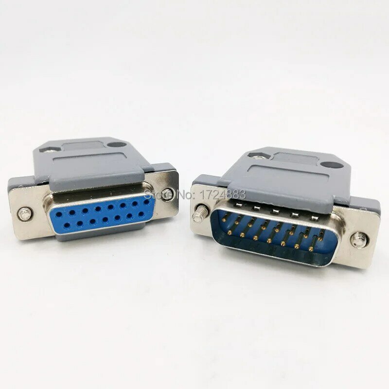 DB15 Connector 2 Rij Gat/Pin Vrouwelijke Mannelijke Plug Poort Socket Adapter D Sub DP15 + Shell