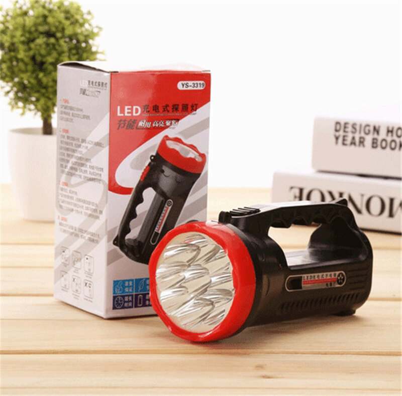 9LED hand-held flashlight led rechargeable spotlight hunting portable charging outdoor camping field lantern searchlight