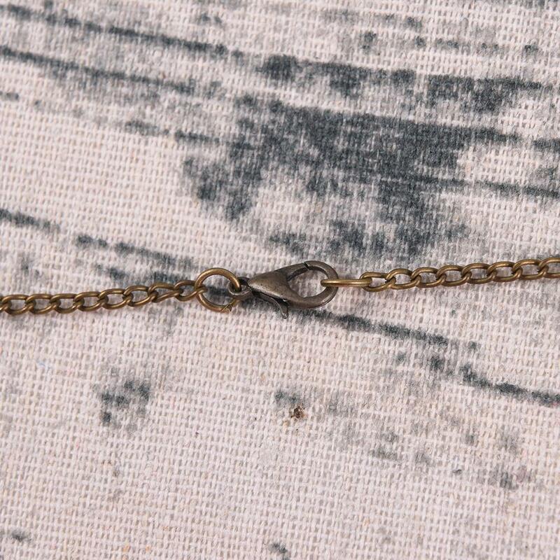 Einfache Vintage Stil Steampunk Beige Zifferblatt Römische Zahlen Kleine Taschenuhr Halskette Anhänger