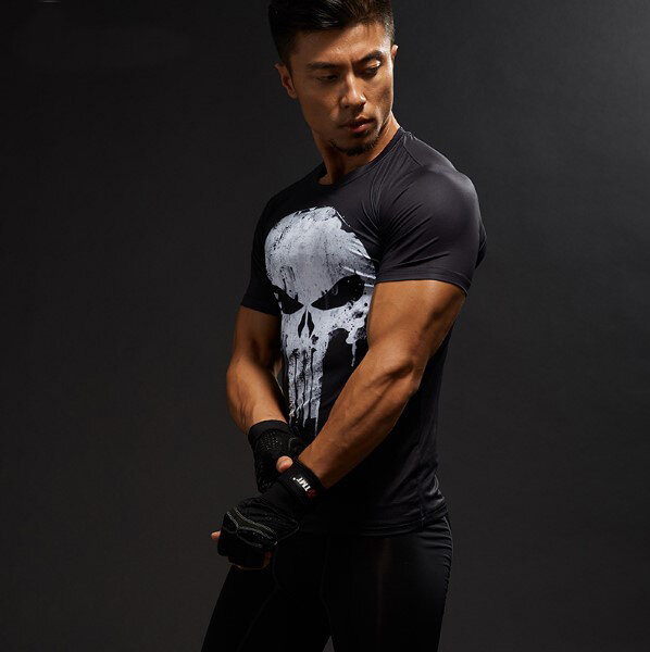 Мужская футболка с коротким рукавом, футболка Супермена, футболка Супермена, компрессионная футболка для фитнеса, ММА