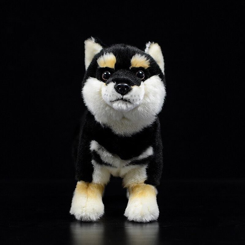 20cm prawdziwe życie stojący czarny japoński Shiba Inu pluszowe zabawki miękkie realistyczne pies wypchane zwierzę zabawki zabawki dla dzieci prezenty świąteczne