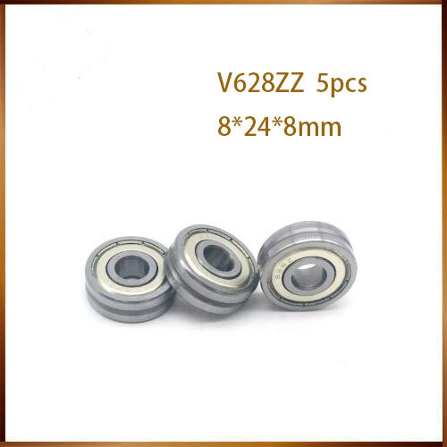 V628ZZ-Rodamientos de rueda guía alisador acanalado en V, anillo exterior, 8x24x8mm, ancho de ranura en V, 1,5mm, 5 uds.