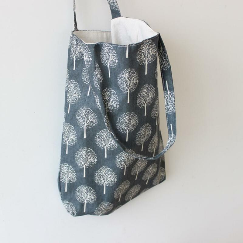 Bolsa de ombro feminina floral impresso lona sacola de compras praia bolsa casual tote para senhoras grande capacidade