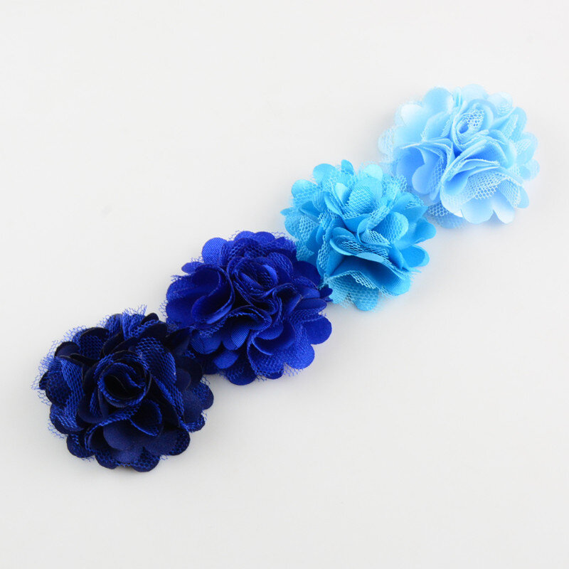 Mini fleurs en maille Satin, 100 pièces/lot, taille 2 pouces, vous choisissez la couleur