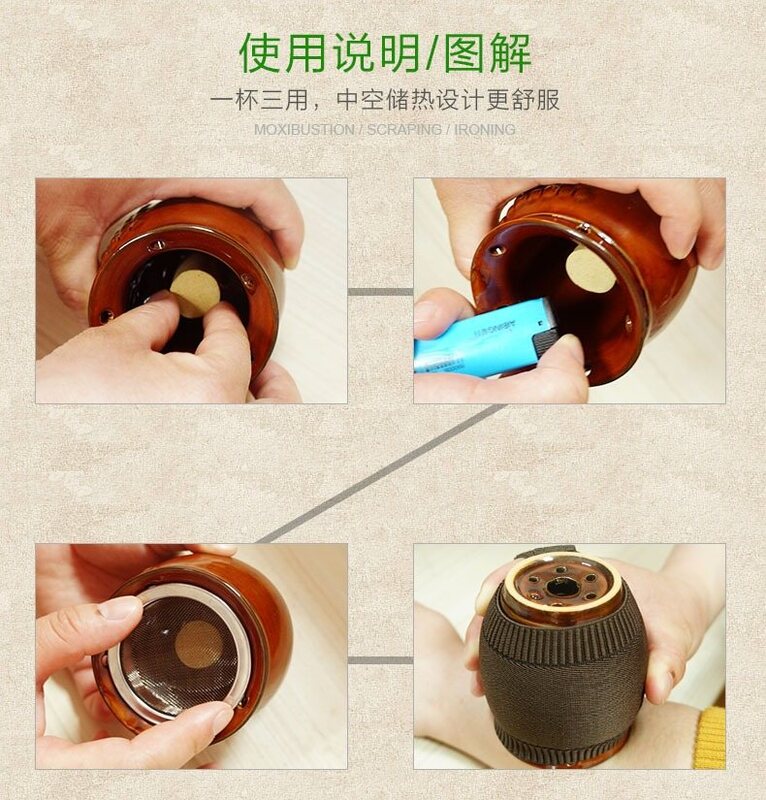 Vacuum Cupping Care Ceramic Moxibustion Pot Can Tin Moxa Cup Massage Warming Traditinal Treatment Therapy For Arm Leg Abdomen