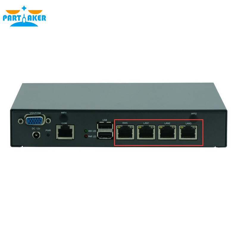 Partaker F1 Network Server Intel Celeron J4125 4 LAN Fanless Mini PC Network Security Appliance Openwrt pfSense OPNsense