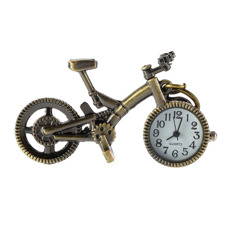 ユニセックス男性女性アンティークブロンズ自転車バイク形状クォーツ懐中時計ギフト