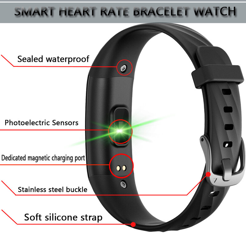 2018 BANGWEI reloj inteligente con corazón de la presión arterial de oxígeno oxímetro de deporte anillo de reloj impermeable reloj inteligente para iOS Android