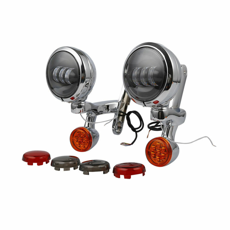 Spotlight LED de sinal de giro para motocicleta, carcaça de nevoeiro, suporte para Harley Electra Street Glide FLHX Road King 97-13