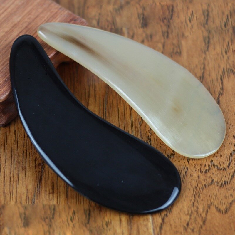 Buffalo Horns Gua Sha masaż płyta plasterek naturalny czarny złomowanie akupunktura masażer twarzy kończyny ciało uroda urządzenie do masażu