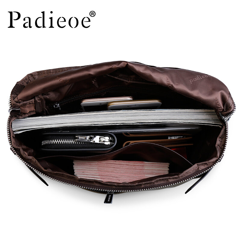 Портфель Padieoe мужской из натуральной кожи, модный саквояж-мессенджер в винтажном стиле, модная сумочка-тоут, чемоданчик на плечо в деловом стиле