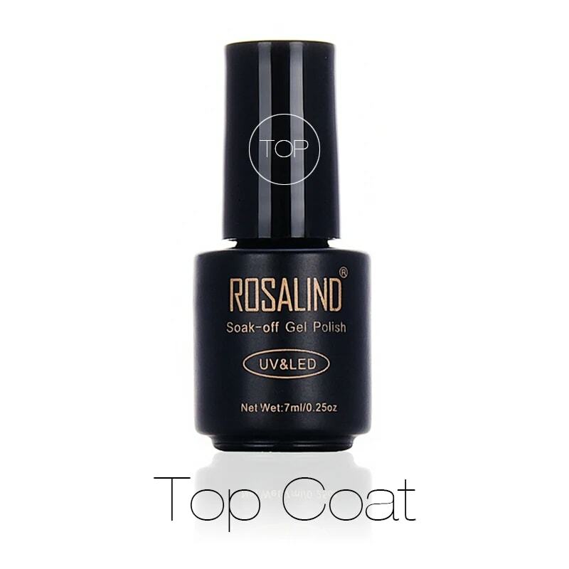 ROSALIND 7Ml Top Coat เจลป้องกันเล็บพื้นผิวเก็บเล็บ Desgin ยาวนานโปร่งใสเจลเคลือบเงา UV LED