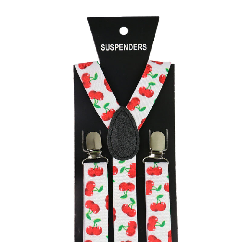 Fashion2.5cm Wide  Floral Print Suspenders  Men Womens  Suspenders Adjustable Clips On Y-Back Braces Elastic 3 Clip Suspenders