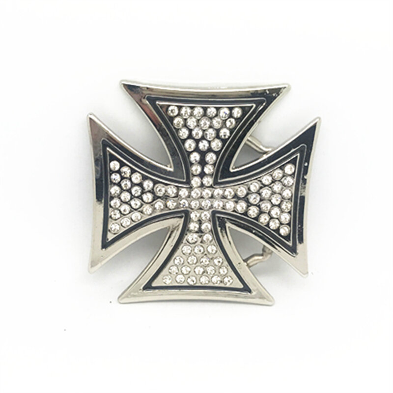 Wholesale plating western vintage cross with diamond decorative cowboy belt buckle for 4 cm belt accessories