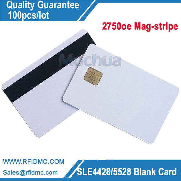 Kartu SLE4428 dengan 2750oe Mag-stripe 4428 Hubungi IC Card-100pcs/Lot