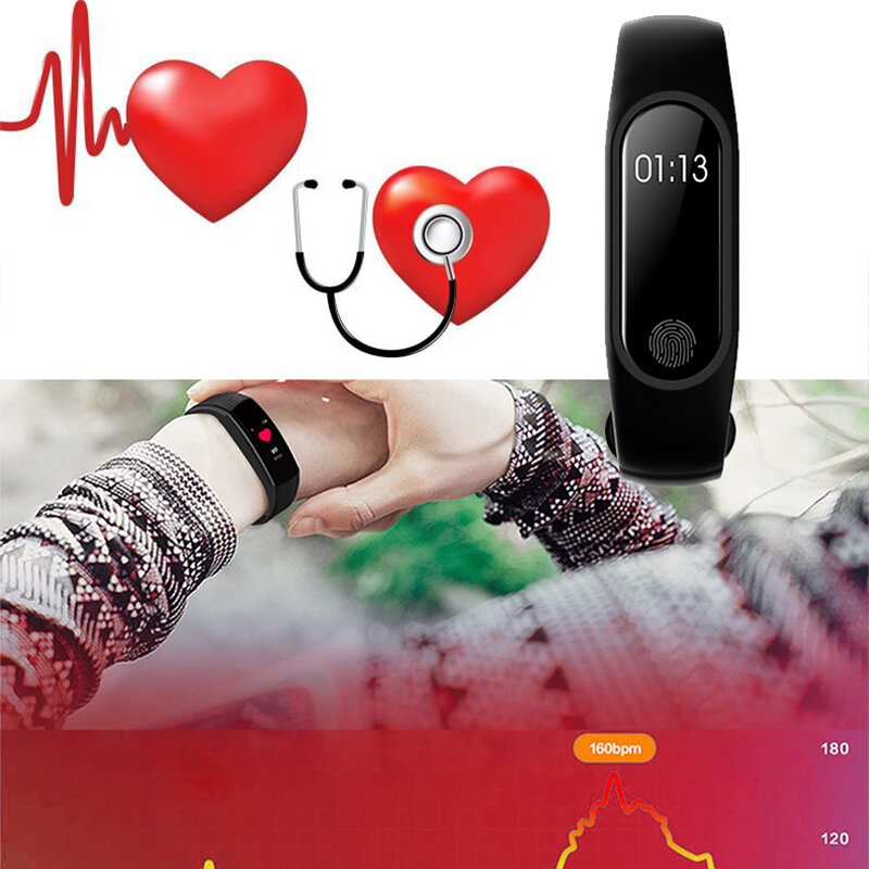 2019 IP67 pulsera inteligente OLED pantalla táctil BT 4,0 pulsera rastreador de actividad ritmo cardíaco monitoreo del sueño podómetro reloj inteligente