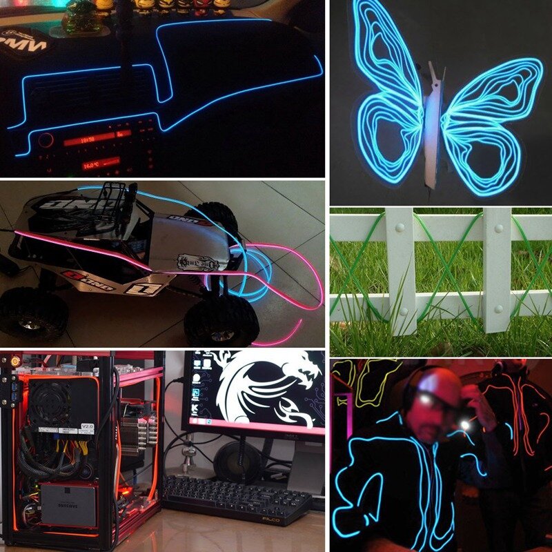 1/2/3/5/10M EL Kawat DIY Fleksibel Lampu Neon Cahaya Tali Pita Kabel LED Tali Cahaya untuk Pesta Tari Dekorasi Mobil