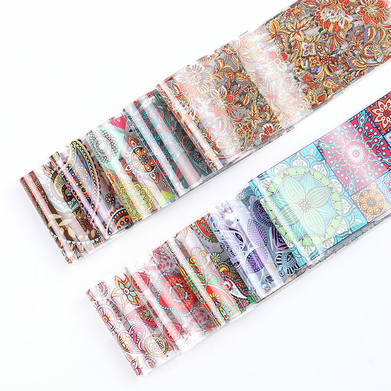 HNUIX-pegatinas adhesivas de lámina para decoración de uñas, 10 colores, patrón personalizado, cinta deslizante para decoración de manicura