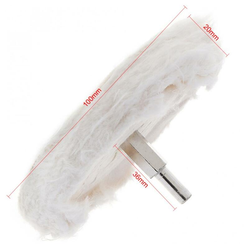 Т-образная белая тканевая полировальная подушка, 4 дюйма, хлопковая подушка для полировки зеркала с диаметром хвостовика 6 мм для полировки поверхности