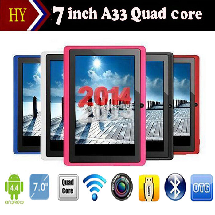 Kualitas Tinggi 7 Inch 2800 MAh Dual Kamera Android 4.4 Allwinner A33 Quad Core Q88 Tablet PC 9 Warna 20 pcs/lot DHL Gratis Pengiriman