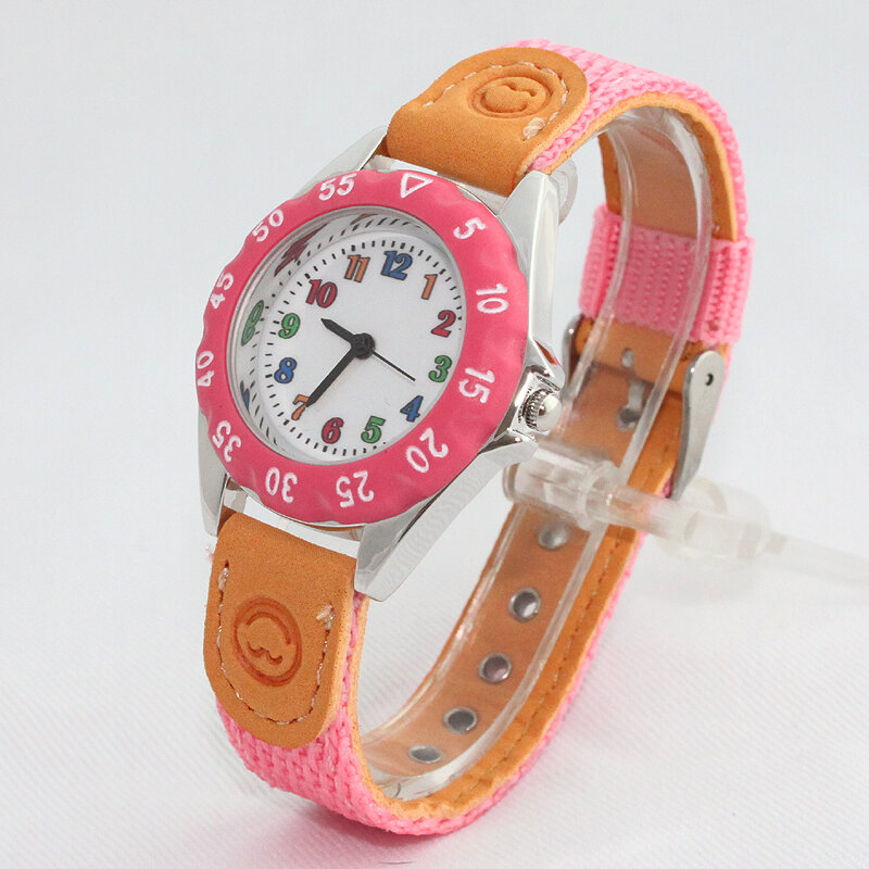 Relógio de pulso infantil de quartzo, relógio com pulseira de tecido para crianças