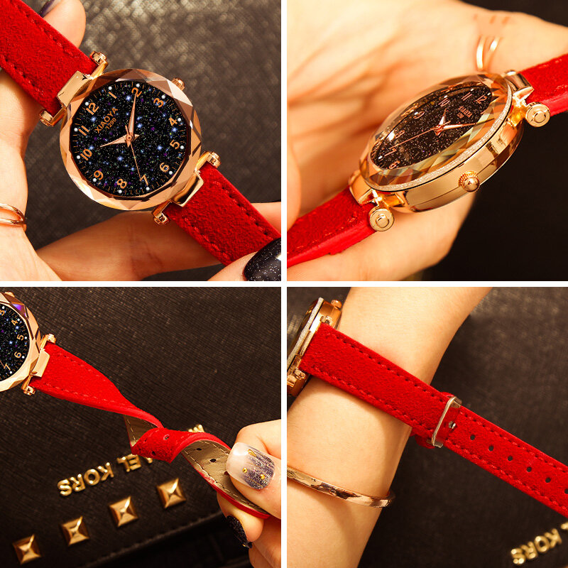 Mode femmes montres 2019 vente chaude étoile ciel cadran horloge de luxe en or Rose femmes Bracelet Quartz montres nouvelle livraison directe