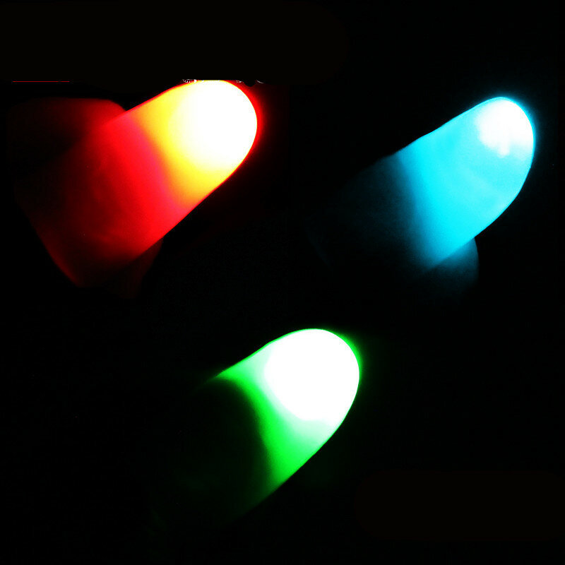 1 pair novelty glowing thumb light magic trick props glow dancing close-up stage super bright Halloween child gift luminous toys