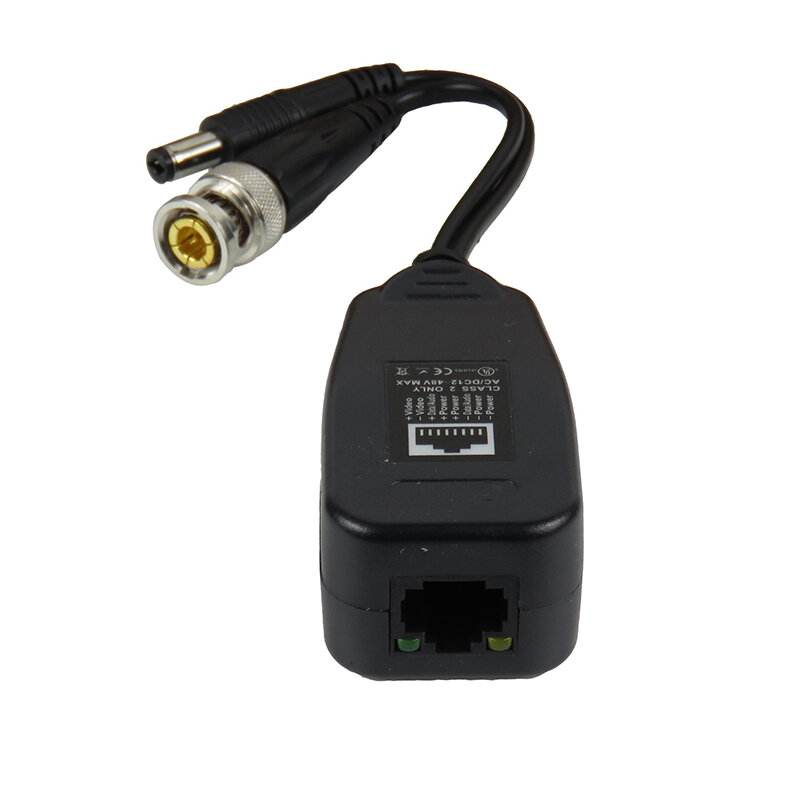 Poder coaxial passivo de BNC para a câmera do CCTV, Balun video, conectores do transceptor, 8MP, 4K, RJ45