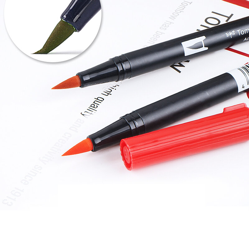 المهنية 1 قطعة TOMBOW AB-T اليابان 96 ألوان فرشاة فنية القلم مزدوجة رؤساء المياه قلم ملون لرسم اللوحة القرطاسية