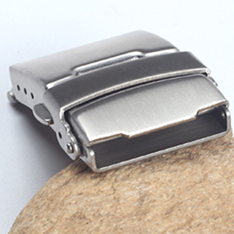 Correas de reloj de acero inoxidable de 16mm, 18mm, 20mm y 24mm, hebilla de reloj plateada, hebilla de correa plegable