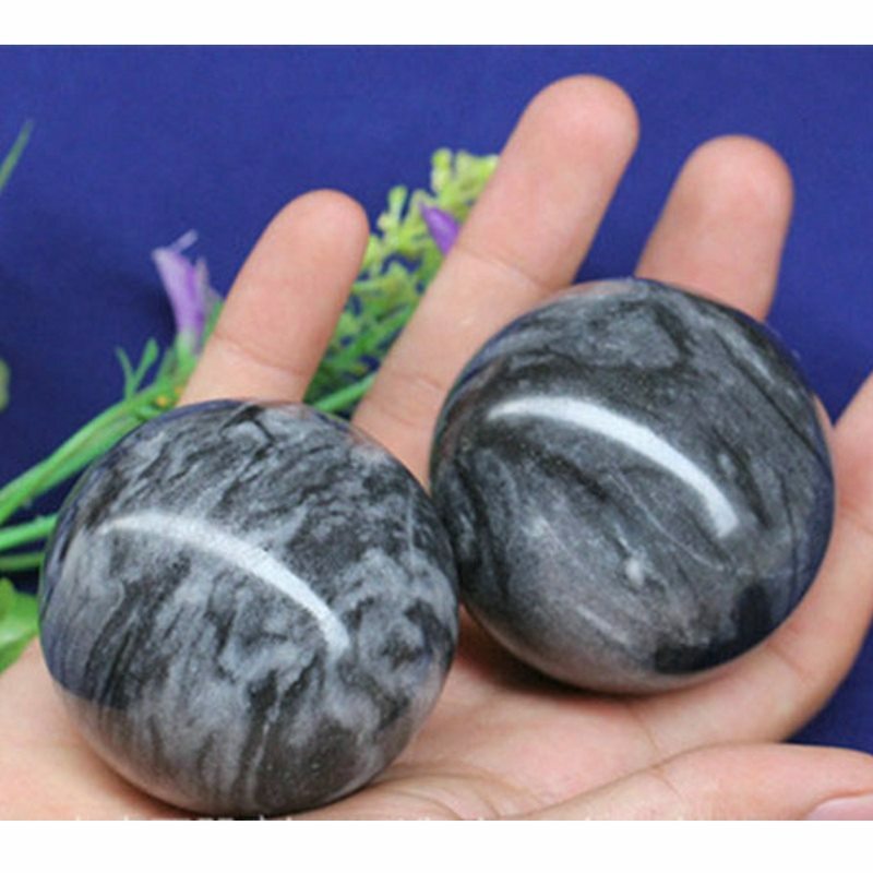 Bola de mano de mármol Natural para el cuidado de la salud, herramienta de rehabilitación para ancianos, masaje, ejercicio de Baoding, masajeador de aleta
