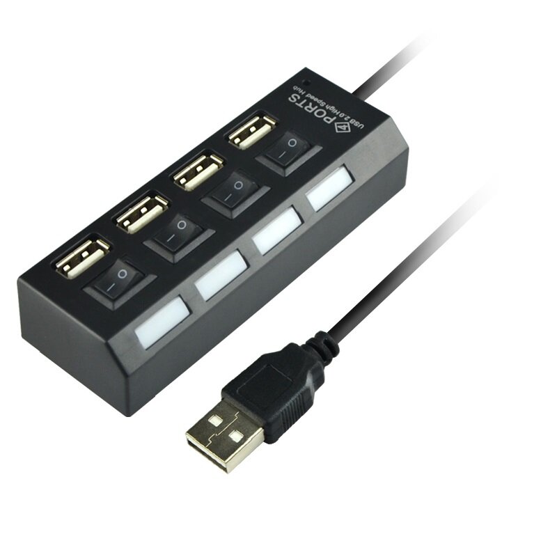 USBความเร็วสูง2.0 Hub 4พอร์ตUSB Hubแบบพกพา480 Mbps Switch Splitter Adapterอุปกรณ์ต่อพ่วงสำหรับPCโน้ตบุ๊คแล็ปท็อป