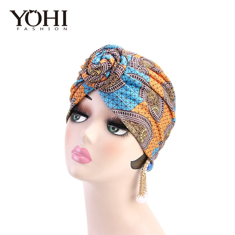 2018 New fashion Ethnic wind vortex knotted hooded hat African fashion fashion hat Muslim hat for women Turban