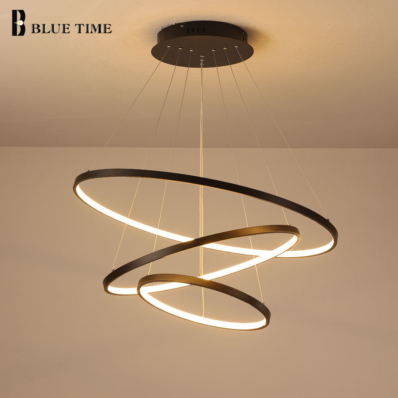 Lámpara Colgante LED moderna para sala de estar, iluminación de techo con anillos, accesorios de iluminación para comedor
