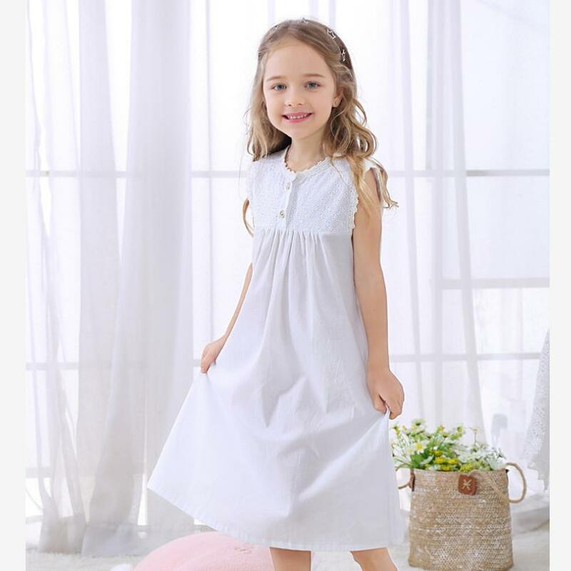 Летняя Детская ночная рубашка одежда для маленьких девочек кружевная комбинированная детская одежда для сна винтажная Домашняя одежда принцессы пижама с длинным рукавом Y785
