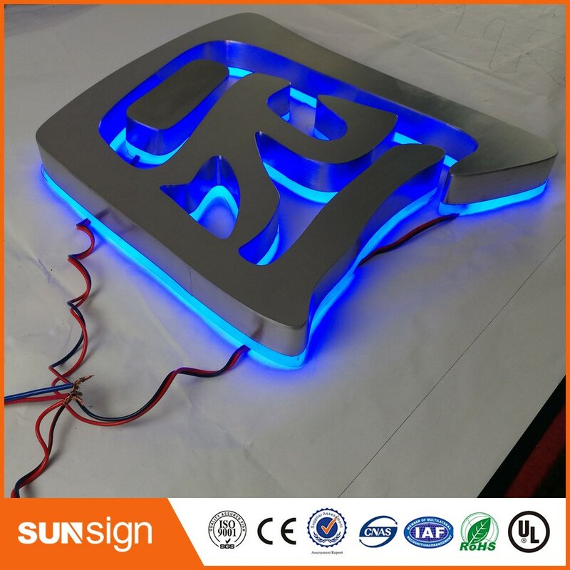 Factory Outlet Outdoor stainless steel LED 3d letter sign logo akrilik stainless steel pencahayaan 3d led sign,