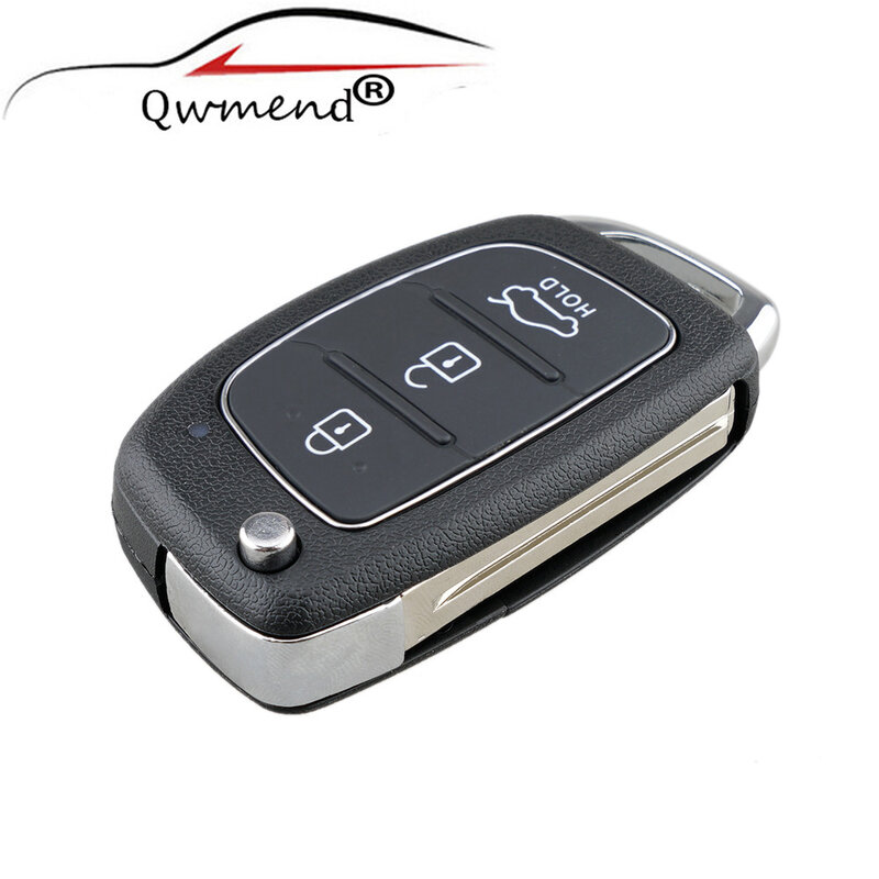 QWMEND-carcasa de llave remota de coche, 3 botones, Original, abatible, para HYUNDAI Mistra, Santa Fe, Sonata, Tucson, Accent, I30, I40, I45