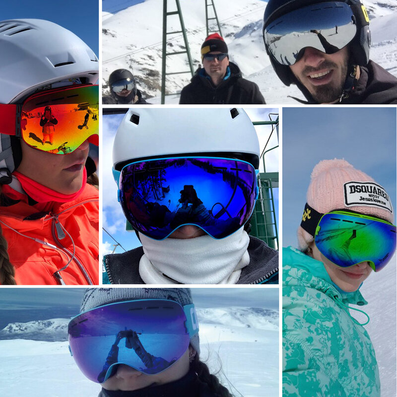 COPOZZ 브랜드 스키 고글, 2 레이어 렌즈, 김서림 방지, UV400, 주야간 구형 스노보드 안경, 남녀공용 스키 스노우 고글 세트