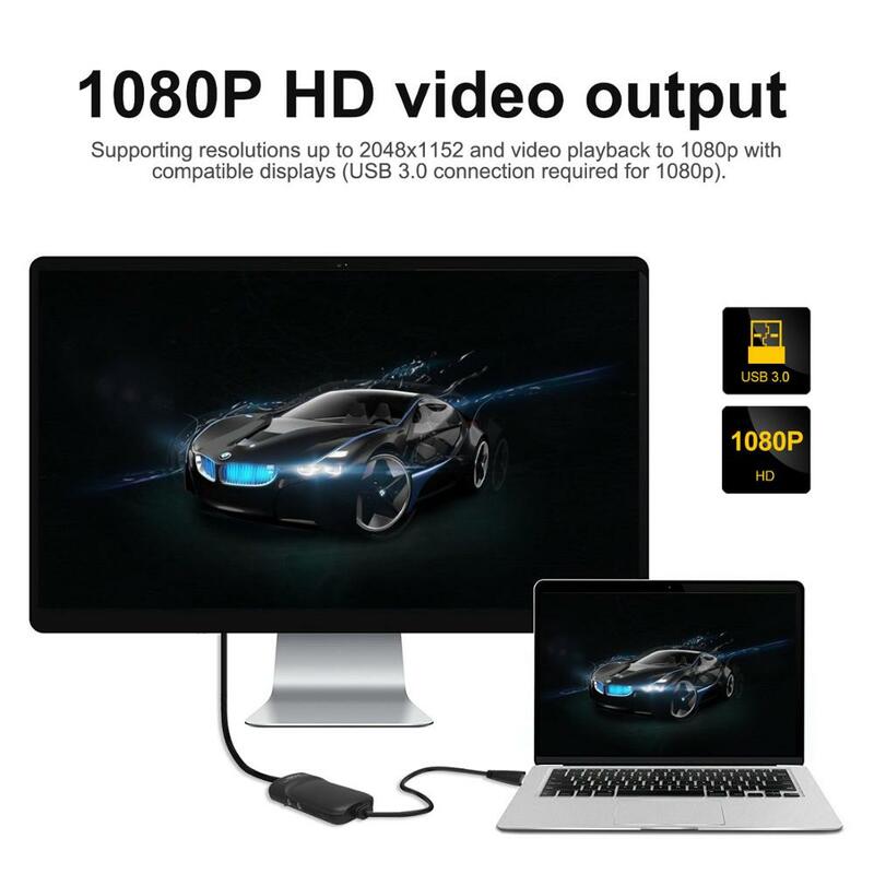 Wavlink USB 3.0 إلى HDMI-متوافق مع الفيديو الرسومات محول 2K الخارجية بطاقة الفيديو محول تمديد/مرآة ويندوز ماك M1 M2