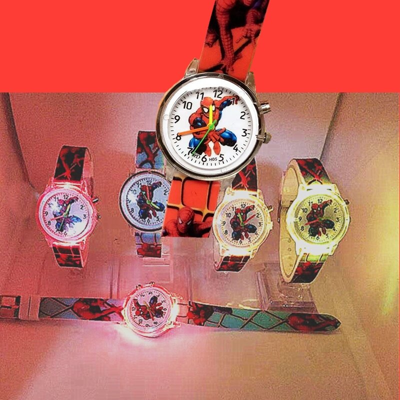 Homem aranha crianças relógios gato dos desenhos animados eletrônico colorido fonte de luz relógio da criança meninas festa de aniversário dos miúdos presente relógio pulso