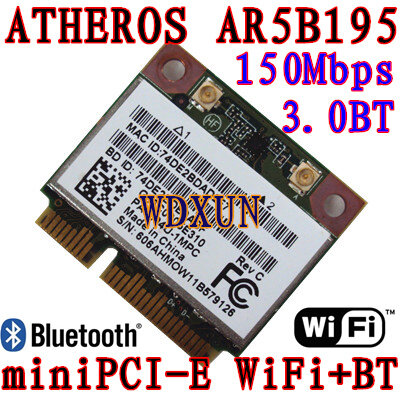 Atheros-AR5B195 무선 블루투스 하프 PCI-E 카드, 와이파이 150m 블루투스 3.0