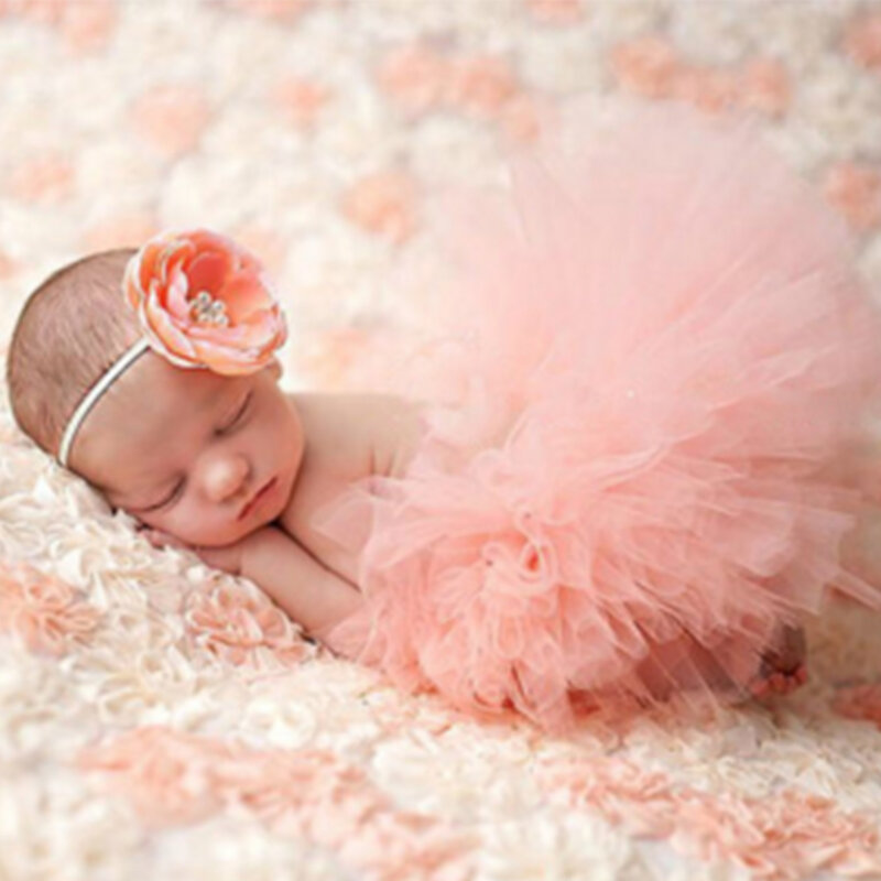 Puntelli fotografia neonato neonate principessa Tutu gonna fascia ragazza appena nata foto Pettiskirt verde accessori fotografia