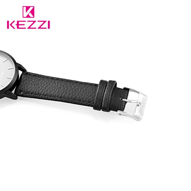 Kezzi relógios de casal, relógios de mulher, homens, casual, alça de couro, relógio de pulso de amantes, relógio feminino