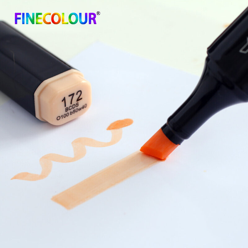 Finecolour-مجموعة ألوان البشرة ، مجموعة أقلام تلوين احترافية ، فرشاة ناعمة لتصميم الأزياء Manga ، حبر كحولي EF102 ، 12/24/36