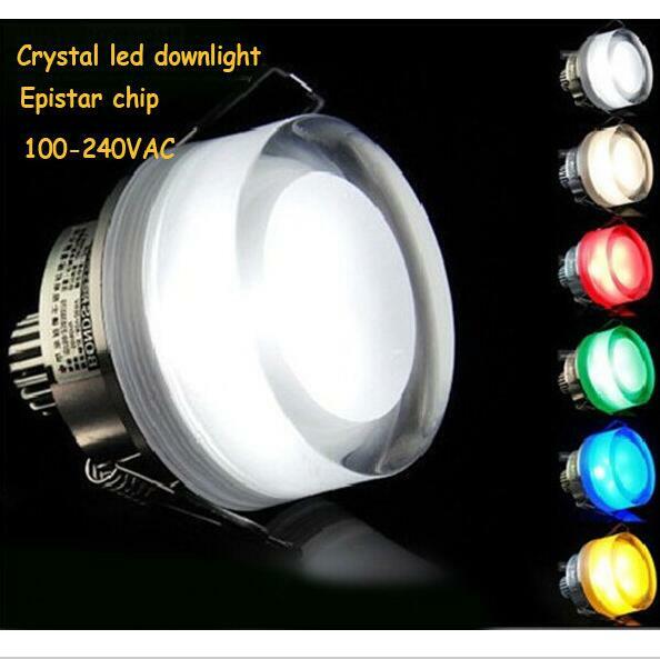 Luz descendente led de cristal cuadrada, 3W, AC85-265V para el hogar, rojo/amarillo/verde/azul/blanco cálido, RoHS CE, 10 unids/lote, Envío Gratis