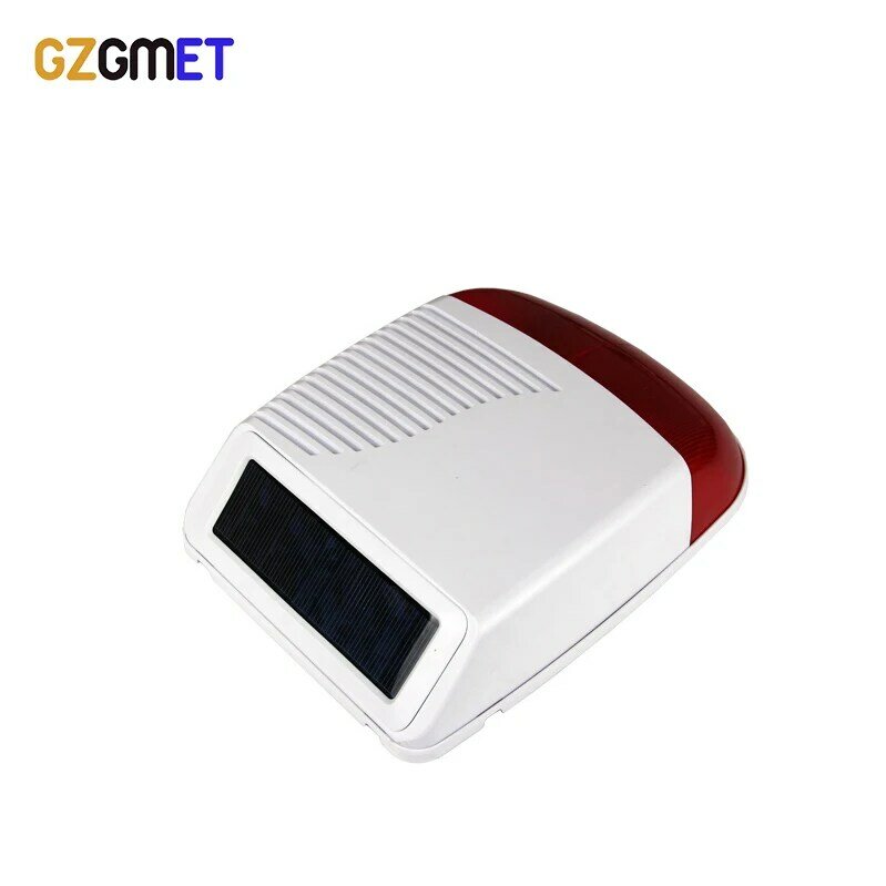 GZGMET outdoor waterproof personal security solar powered 433MHZ wireless siren for sensors  all kinds of alarm host system