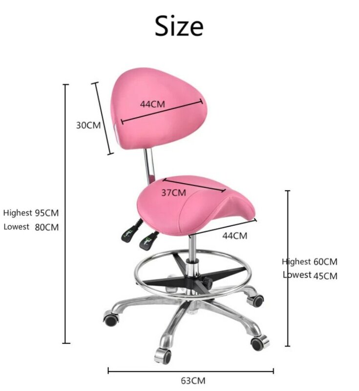 창의적인 안장 의자 리프팅 미용 이발 의자, 슬라이딩 문신 회전 의자, 발판 조절 가능한 인체 공학 시트