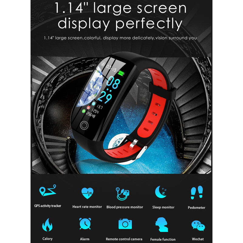 Bransoletka fitness aktywny Tracker tętna Monitor ciśnienia krwi sportowy smartband zegarek dla androida Xiao mi telefon PK mi band 4