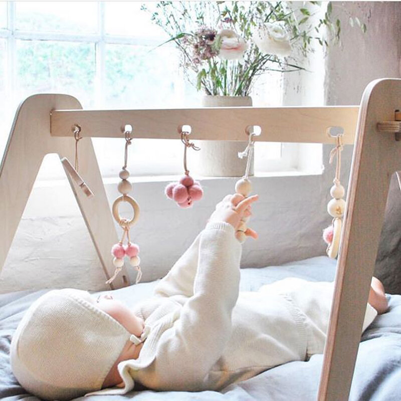 Wood Baby Activity Gym Nordic Baby Sensory Develop Toddler Toys Play Game Frame Early Education Toys Kids Newborn Room Decor
