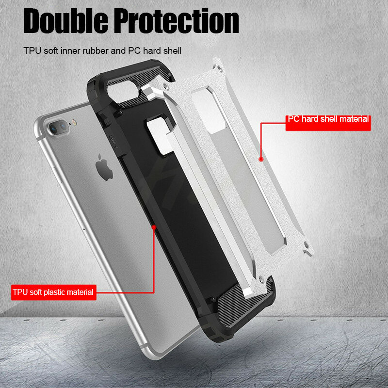 H&A Luxury Armor Phone Case For iPhone X 8 6 6s 7 Plus Silicone Rubber Shockproof Back Cover For iPhone 7 8 Plus X Case Cover